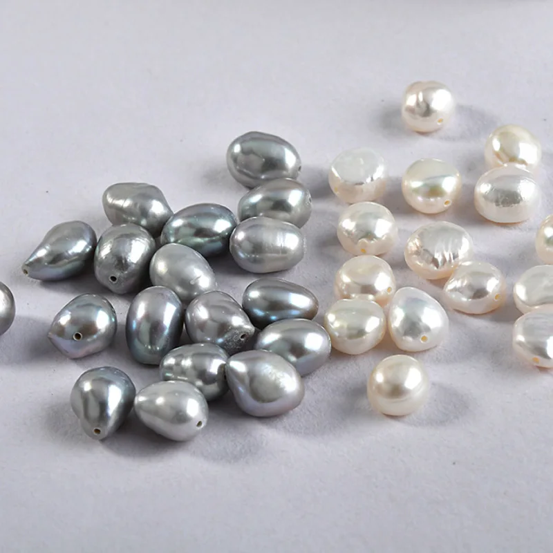 

10PC DIY Baroque Natural Pearl Straight Hole Beads White Grey Pearl Beads Fashion Accessories Wholesale Pearl Beads