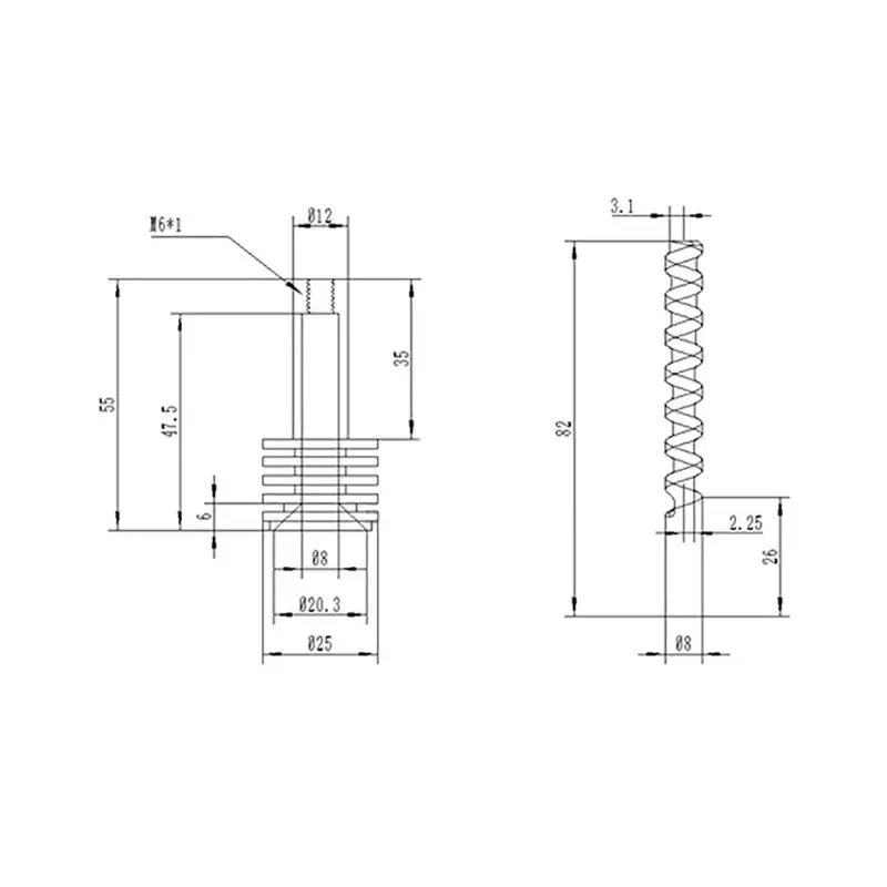 

Ceramic Mud Powder Extruder Micro Screw Throat Feed Rod + Feed barrel 3D Printer parts