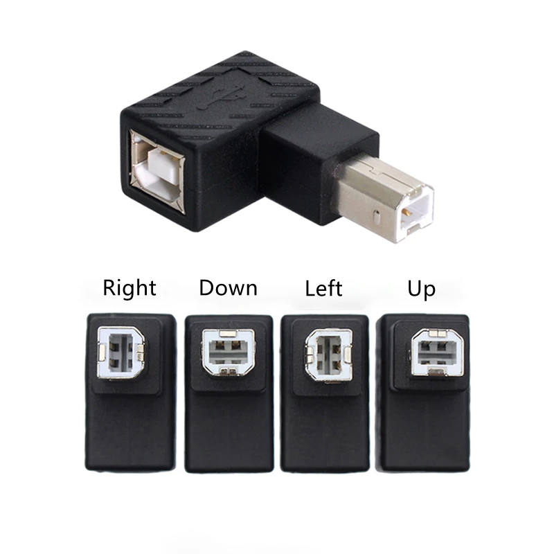 

USB 2.0 B Male to Female Extension Adapter Horizontal Vertical Angled 90 Degree for Disk Scanner Printer