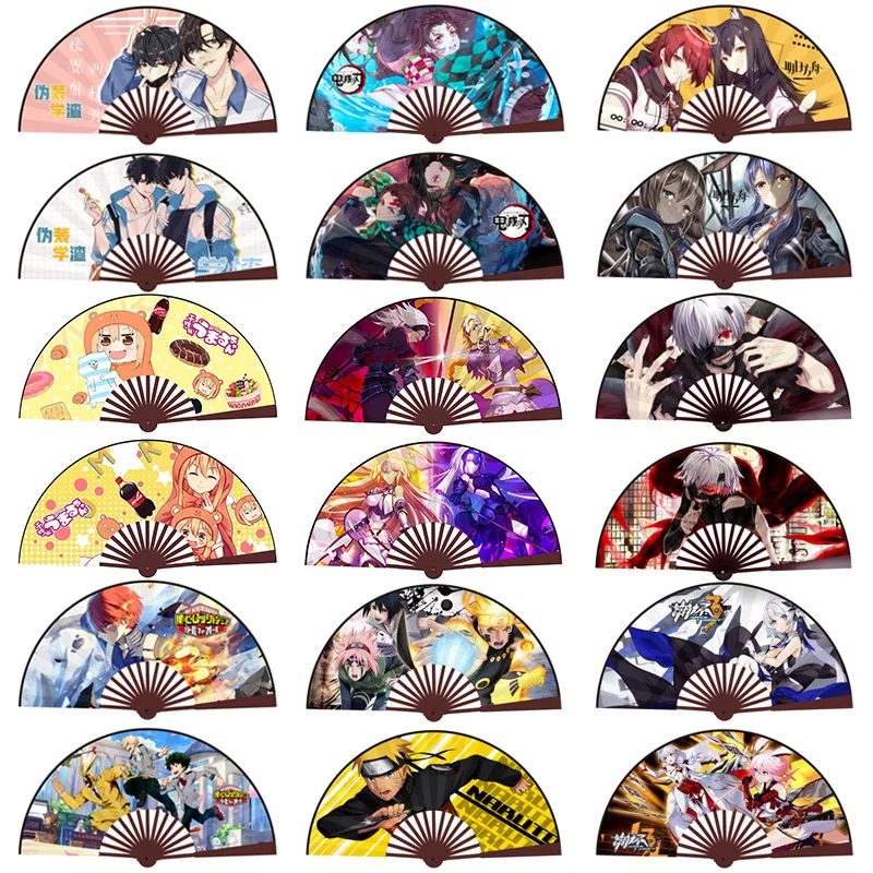 10 &quot/33 см Kantai Коллекция Складной вентилятор аниме бамбуковая шелковая ткань в
