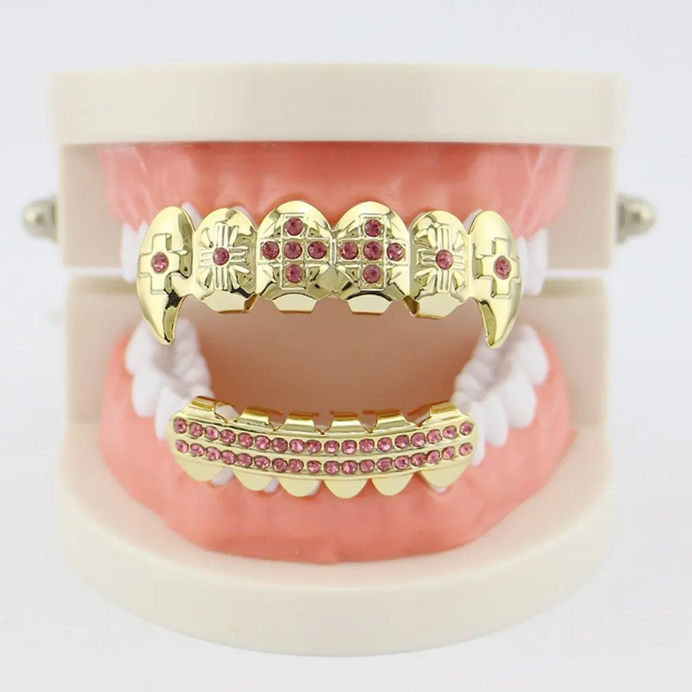 GENBOLI Metal Hip Hop Braces Top And Bottom Teeth Bling Set Halloween Party Jewelry Body ToothN | Украшения и аксессуары