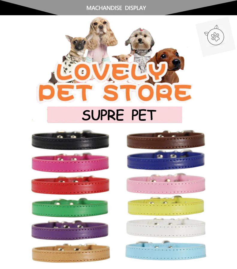 SUPREPET ошейники для кошек из искусственной кожи Красочные Мягкие кошачий собачий ошейник для маленьких кошек средних кошек щенков Регулируемый ошейник кожаный ремешок