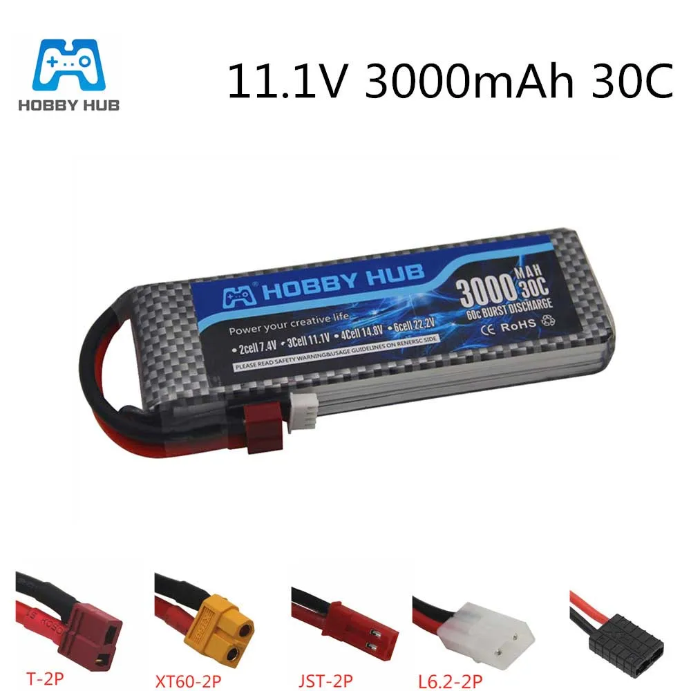 Hobby Hub 11 1 V 3S 3000 mAh 30c LiPo батарея для радиоуправляемого квадрокоптера вертолета