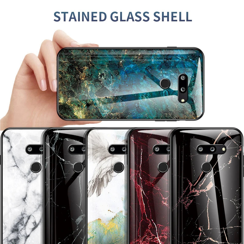 Для LG G8 чехол ThinQ класса люкс Мрамор зерна прочное защитное Стекло защитный на