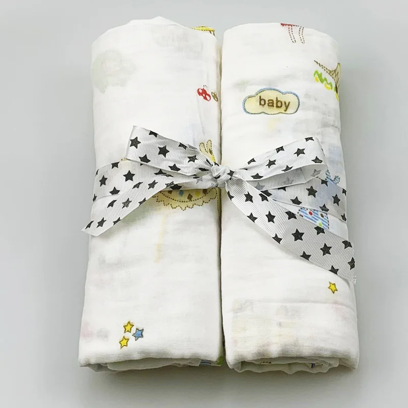 2pcs/set Newborn Baby Blanket Cotton Blanket Cartoon Pattern Multi-use Infant Stroller Cover Towel Baby Muslin Swaddle Wrap - Цвет: 11