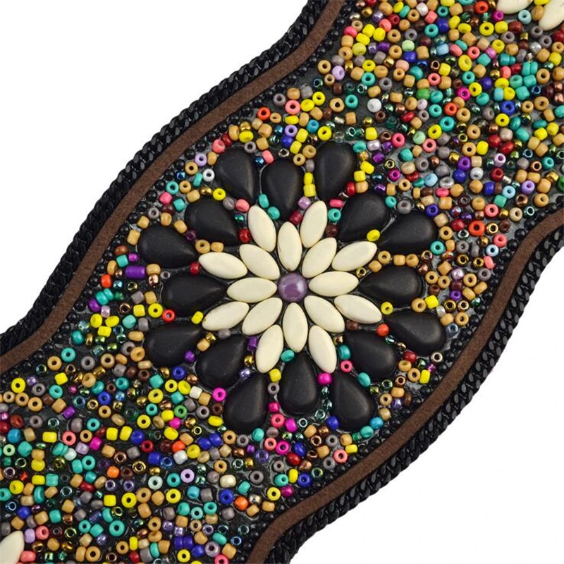 2020 Bohemian Ethnic Style Beaded Wide Belts for Women Fashion Retro Versatile Design Meter Beads Inlaid Women Waist Belts