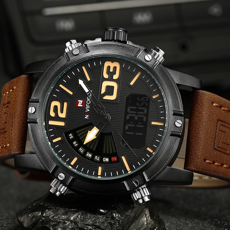 Часы наручные NAVIFORCE Мужские Цифровые спортивные брендовые Роскошные армейские