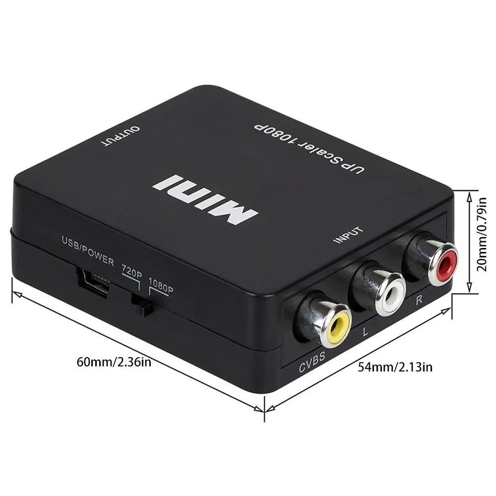 Портативный размер Черный RCA AV к HDMI-совместимый конвертер/адаптер подходит для