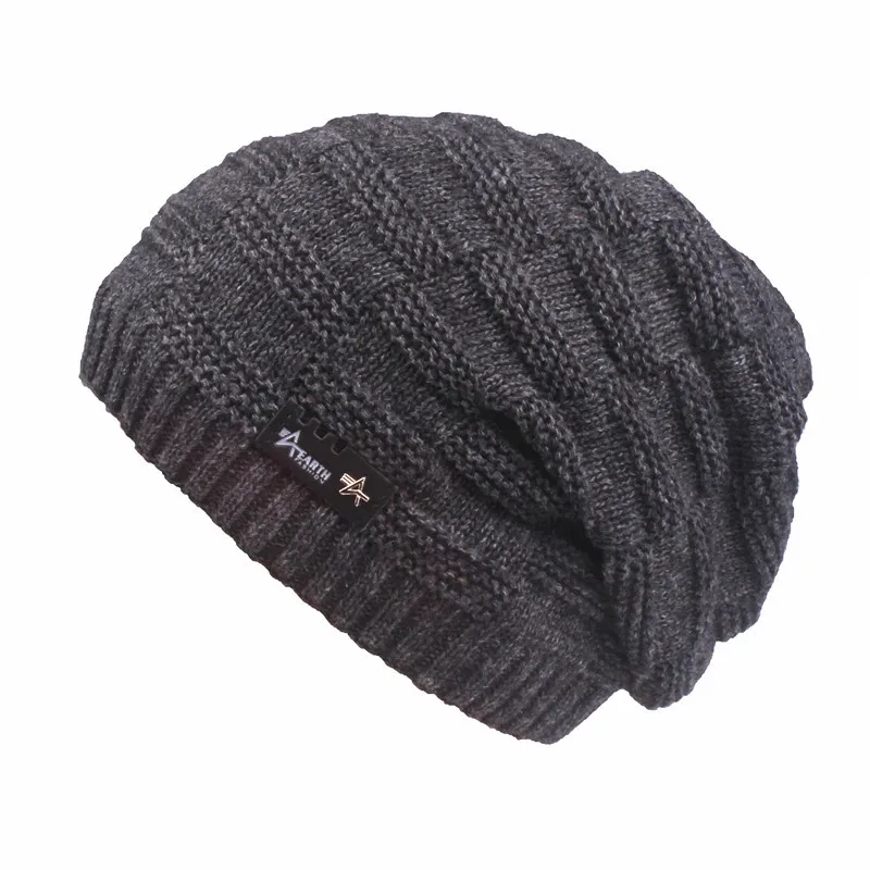 hat gray Зимняя шапка Xthree, шерстяные шапочки, вязаная шапка, шарф с подкладкой, мужские шапочки, зимние шапки для мужчин, шапочки, шапки - Цвет: hat gray