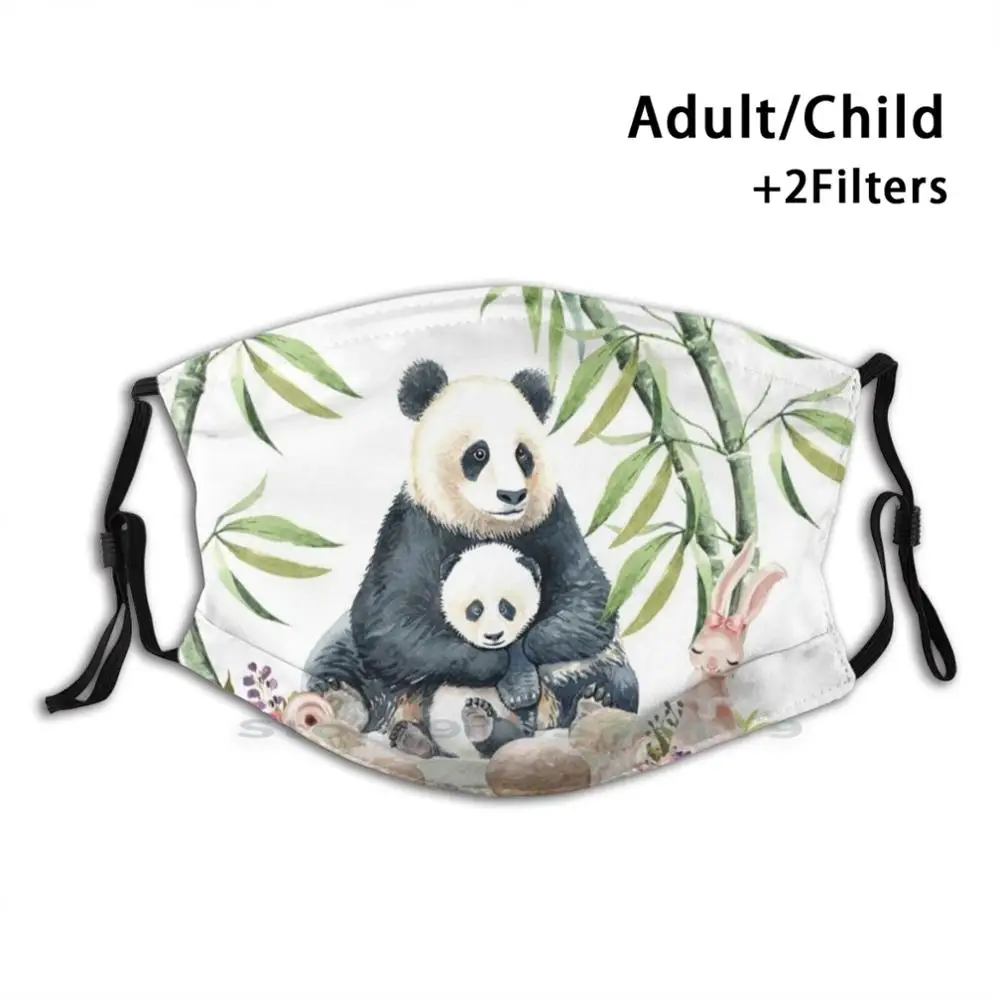 Маска для лица с фильтром, панда и кролик, для взрослых и детей