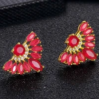 luxury popular geometry copper stud earrings cubic zirconia rhinestone crystal earrings for women wedding party fashion jewelry
