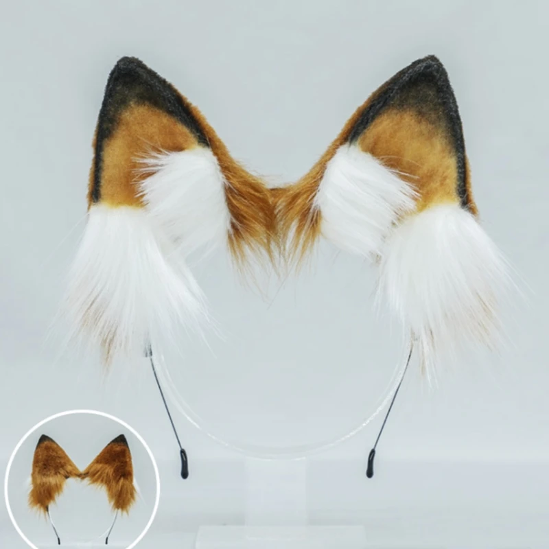 Animal Dog Ears Fluffy Headband for Women Handmade Cosplay Halloween Headwear