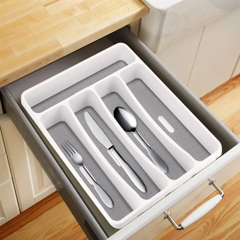 2pcs/5 Compartments Drawer Cutlery Tray Household Organizer Plastic Kitchen Storage Box Large Silverware | Дом и сад