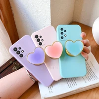 luxury love heart phone holder case for samsung galaxy a72 a52 a32 4g 5g stand cute soft silicone back cover a 32 52 72 2021