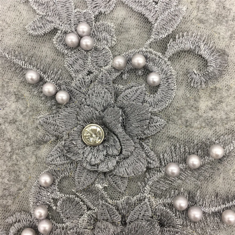 Новое поступление швейная ткань ABS жемчуг цветок кружево декольте платье