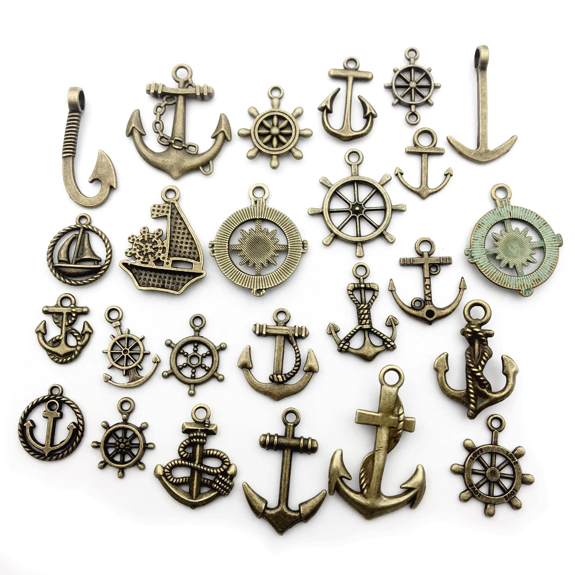 50 шт. принадлежности для рукоделия подвески в виде якоря под античную бронзу на