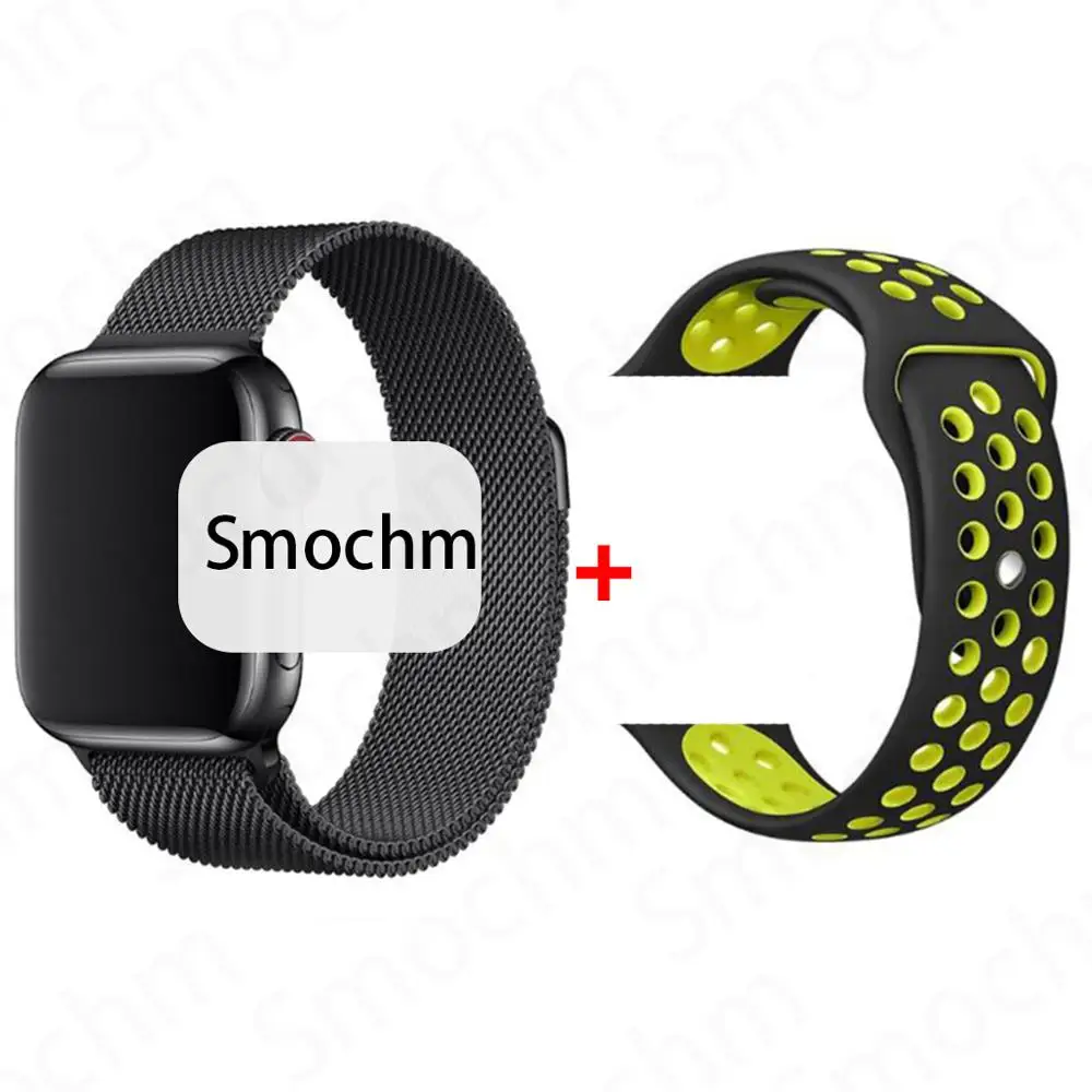 Smochm IWO 8 Plus DIY новые умные часы Bluetooth 1:1 Series 4 Беспроводное зарядное устройство MTK2502 обновлено для Apple Watch iPhone Android - Цвет: BlackMila BlackYell