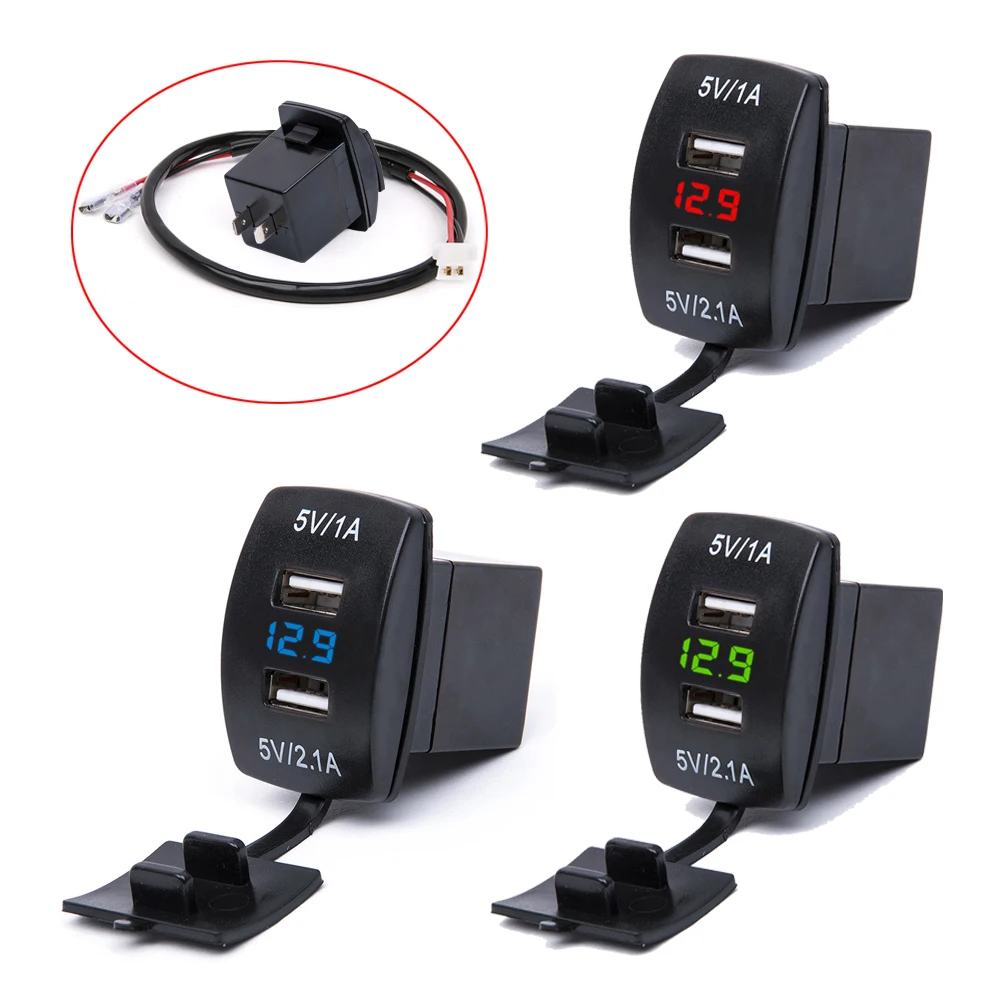 Автомобильное зарядное устройство с двумя USB портами и цифровым дисплеем 5 В/3 1 А| |