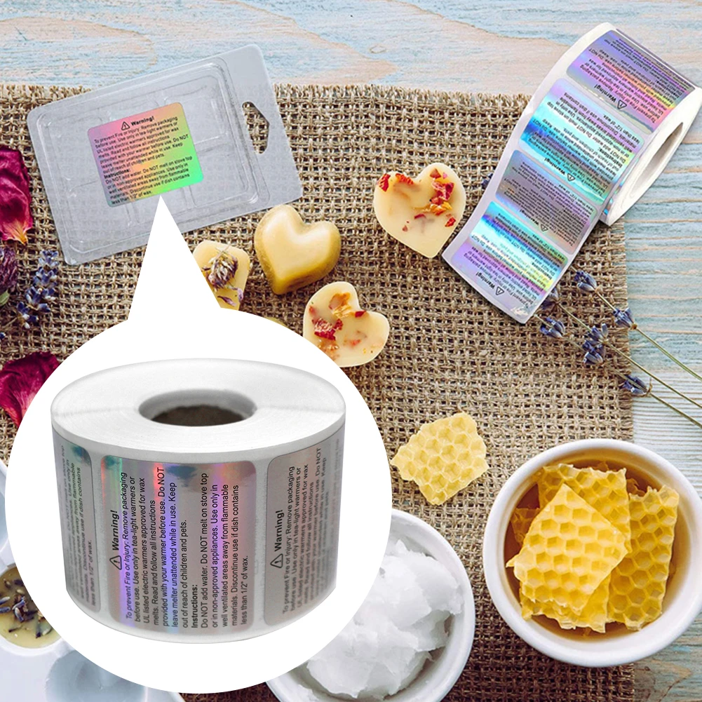 

600pcs/roll Square Jar Candle Warning Label Waterproof Accessories Safety Sticker 1.8x1.5 Inch Self Adhesive Wax Melting Vow