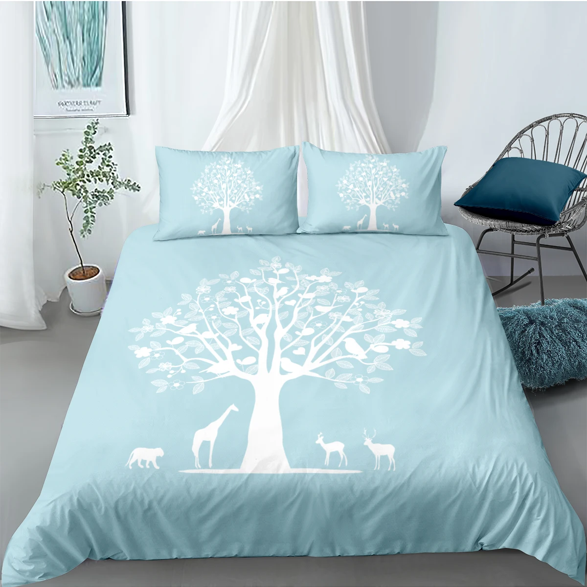 

3D Tree Duvet Cover Sets Abstract Flower Comforter Cases and Pillow Cases Full Double Single King Twin Size 180*210cm Bedclothes