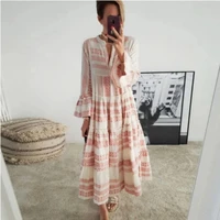 womens boho v neck stripe floral print baggy tunic long pleated dresses loose 2021 summer beach holiday sundress casual dress