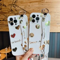carbon gold wave dot heart wristband holder crossbody chain bag phone case for iphone 12 11 pro max case 7 8 plus xs max se2 xr