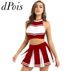 Униформа для болельщиков, женский наряд для выступлений, укороченный топ для черлидера, мини-юбка в складку, японский костюм школьницы