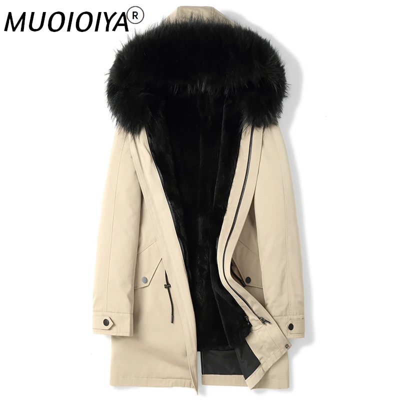 

MUOIOYIA Winter Jacket Real Fur Coat Men Parka Natural Rabbit Fur Liner Raccoon Fur Hooded Warm Parkas De Hombre D09A9705 KJ3744