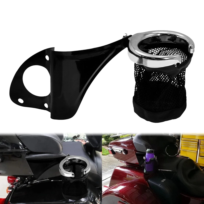 

Motorcyle Rear Passenger Drink Cup Holder Water Cup Bottle Basket for Touring 14-20 CVO Ultra Limiteds Road Glide