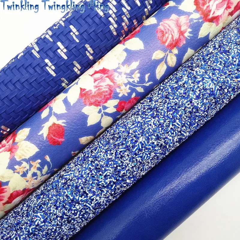 Синяя массивная блестящая кожа плетеная синтетическая искусственная ткань с