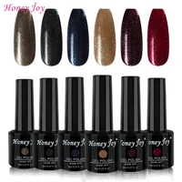 6 fashion colors with shine glitter gel nail polish kit set soak off uv led gel nail lacquer 8ml varnish nail art manicure