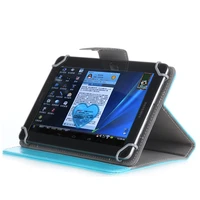 pu leather stand cover case for 7 inch tablet pc protective case with 4 buckles with elastic bandage