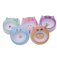pet bowl cat and dog products multicolor cartoon cat face cats bowls dog bowl durable food basin melamine pet tableware products