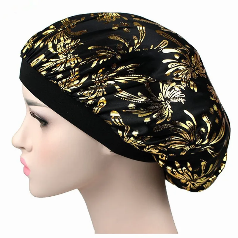 Модные женские шелковые шляпы красивые ночные кепки с принтом комплекты для