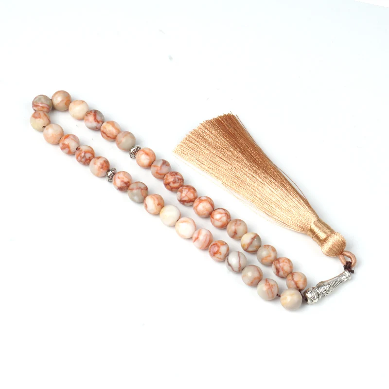 Натуральный драгоценный камень бусина с голубыми венами агатовый Розарий