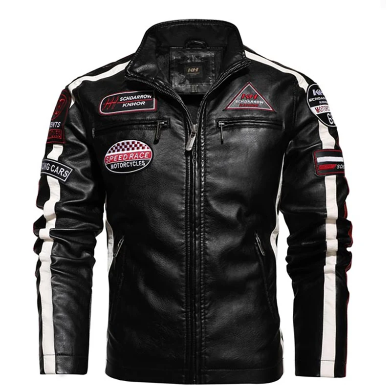 Мужская винтажная мотоциклетная куртка новая Байкерская кожаная куртка-бомбер с