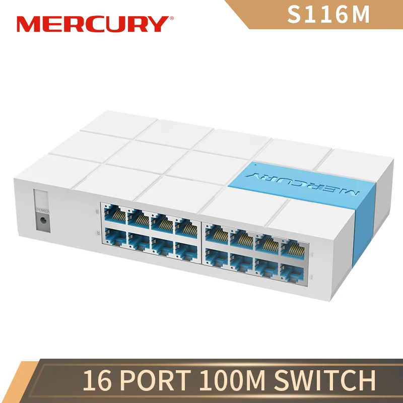 MERCURY S116M 16 Порты и разъёмы RJ45 10/100 Мбит/с Ethernet LAN сетевой коммутатор настольный |