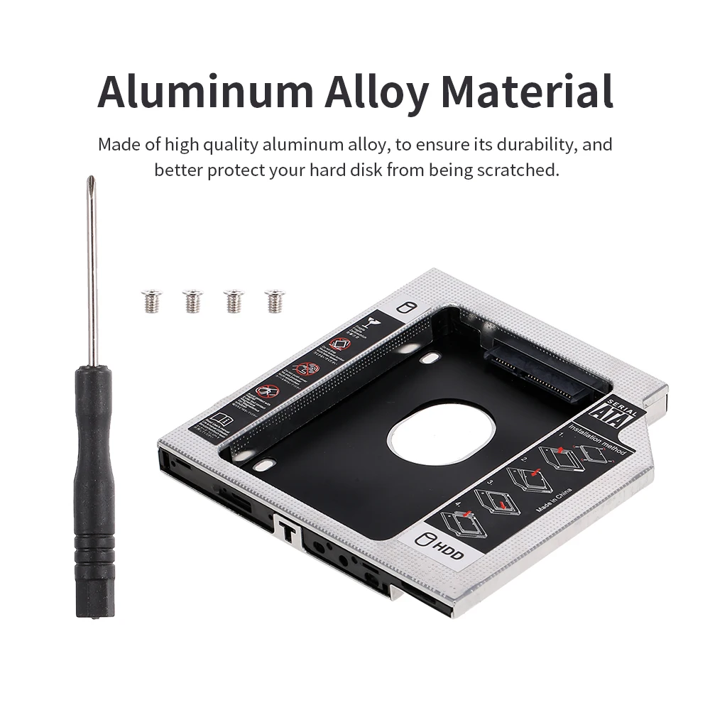 Алюминиевый сплав SATA3.0 2nd HDD Caddy 12 7 мм 2 5 дюймов корпус SSD для настольных ПК