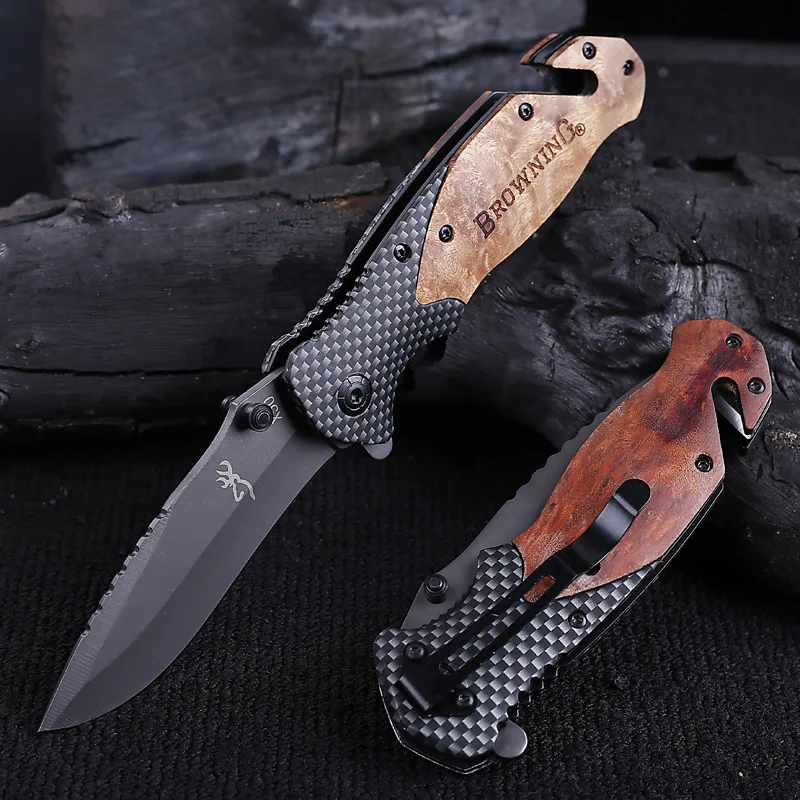 

Outdoor knife defense military knife wilderness survival folding knife edge multi - functional fruit knife