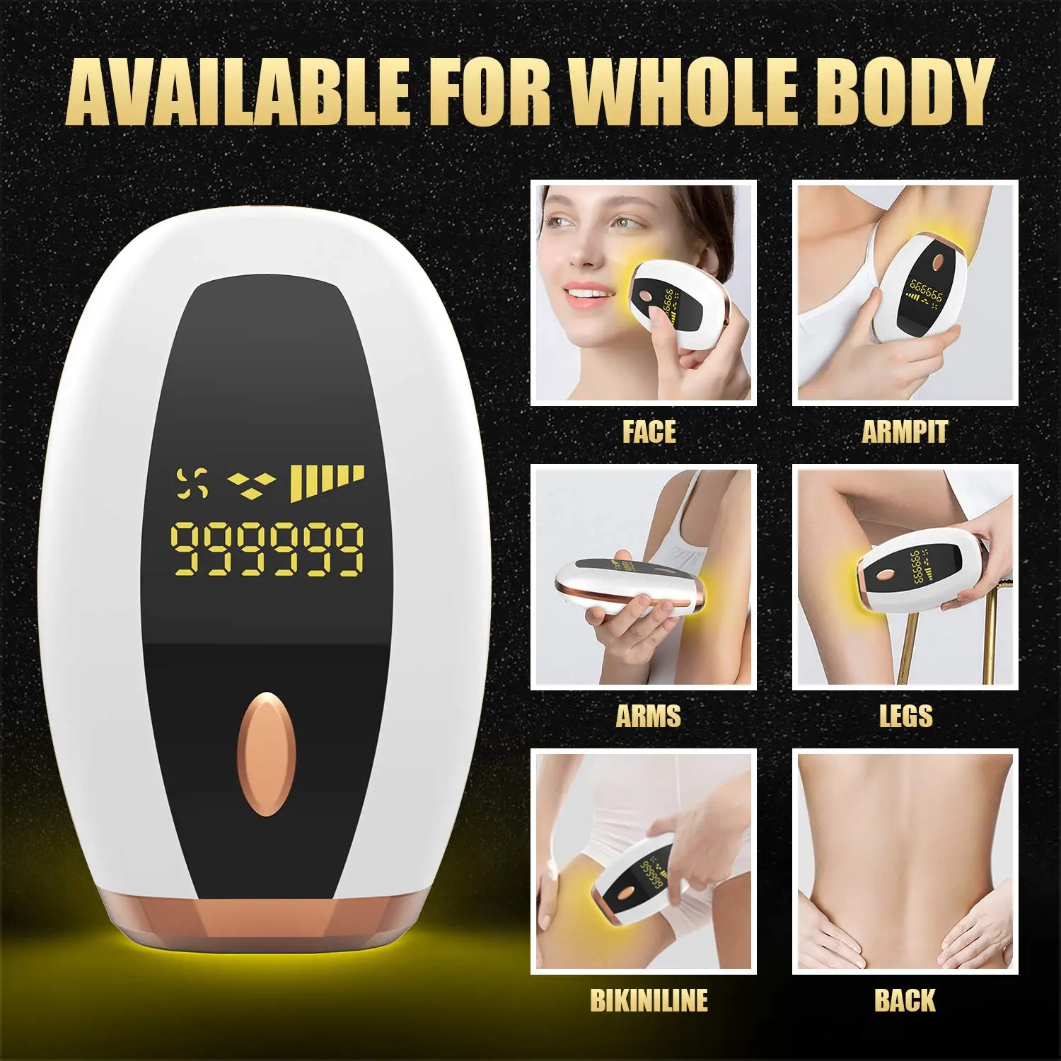 

IPL Permanent Hair Removal Painless Automatic Home Use Hair Remover Device for Whole Body UPGRADE to 999,999 Flashes