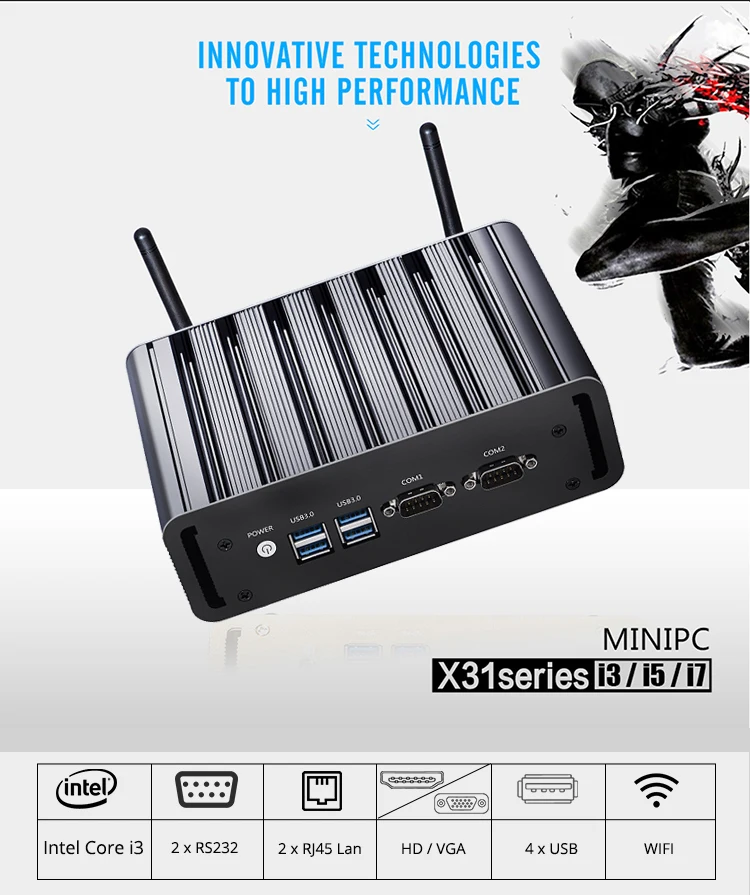 Безвентиляторный промышленный мини-ПК компьютер Intel Core i7 5500U Windows Linux barebone