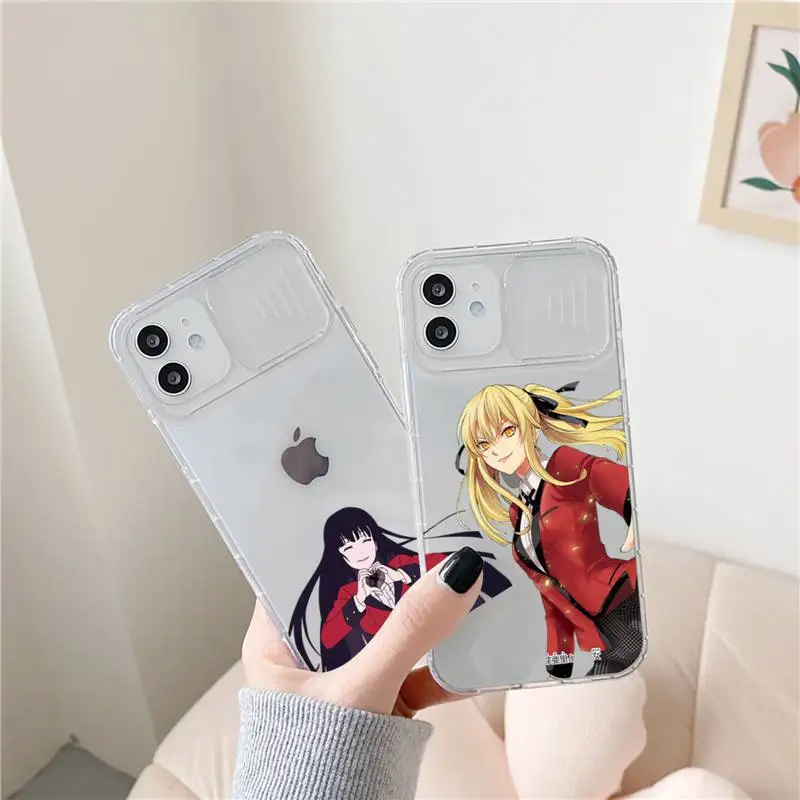 

Crazy excitement Phone Case transparent For iPhone 7 8 11 12 X XS XR MINI Pro Max Plus Slide Camera Lens Protect