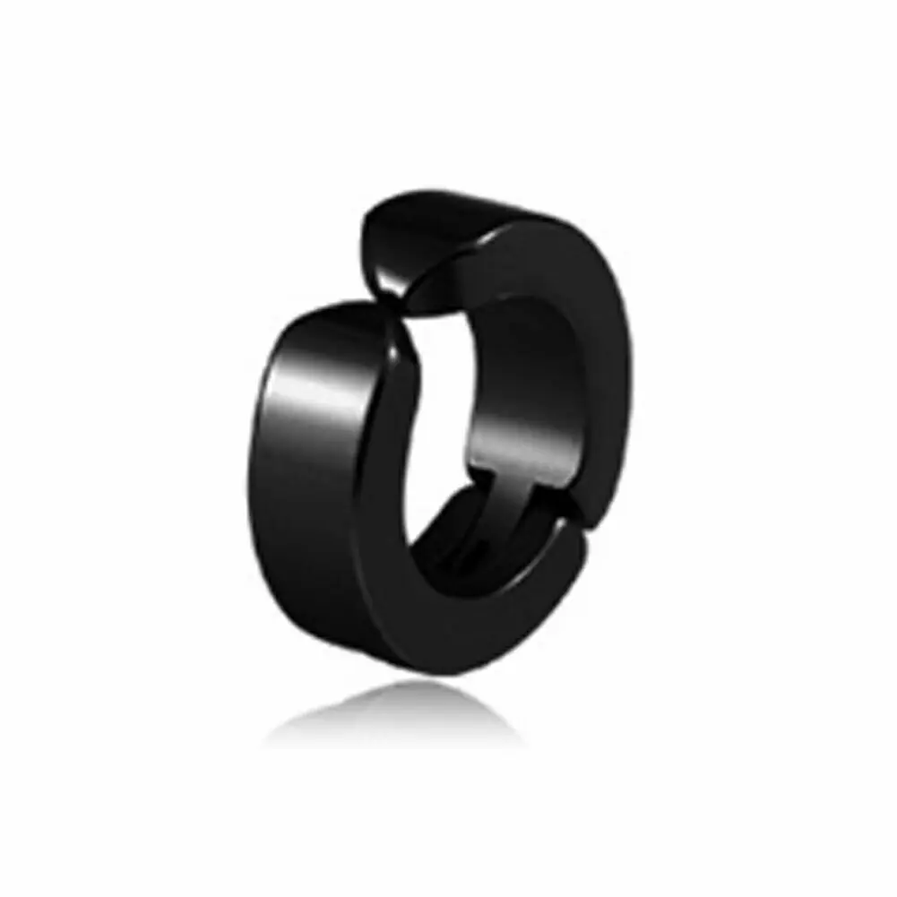 Black 1 шт. мужские панковские серьги-кольца из нержавеющей стали, не пирсинг, подарок - Окраска металла: Black