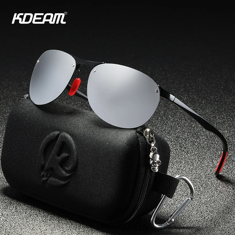 

KDEAM Rimless Oval Men's Sunglasses Polarized TR90 Material Frame TAC Polarization Lense Soft Rubber Foot Cover