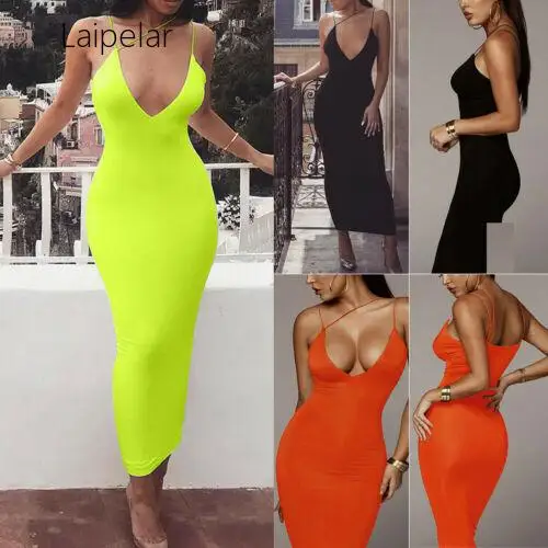 

Laipelar New 2020 Women Sexy Bodycon Sleeveless Hollow Out Solid Clubwear Party Long Maxi Dress