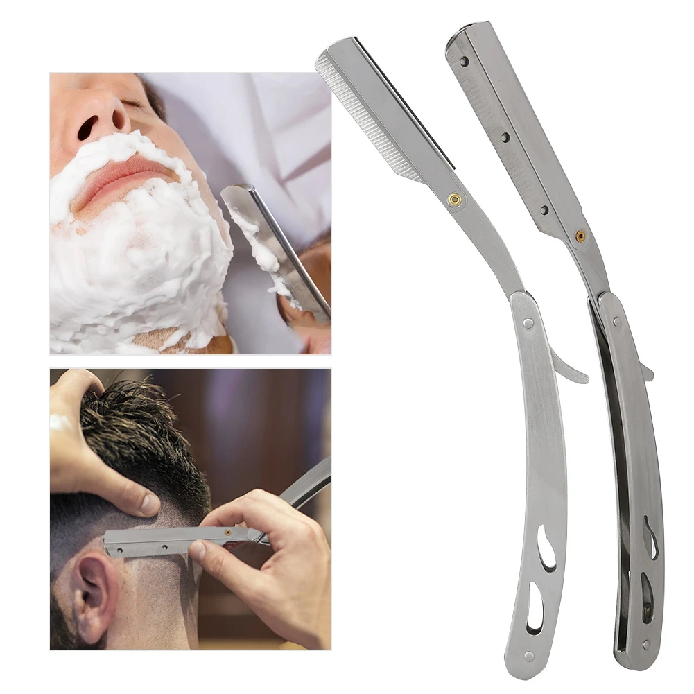 Парикмахерская бритва из нержавеющей стали ручная с прямыми краями для салона