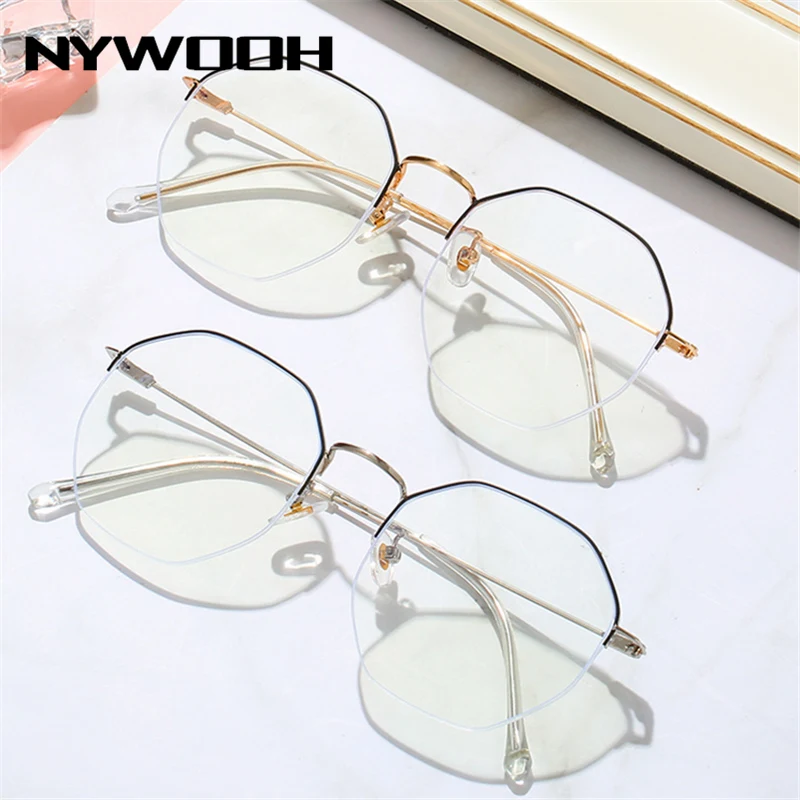 

NYWOOH Anti Blue Light Polygon Glasses Frames Women Vintage Oversized Transparent Eyeglasses Frame Female Optical Spectacles