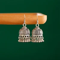 ethnic retro silver color flower alloy tassel dangle earrings for womens indian jhumka earrings turkey bijoux