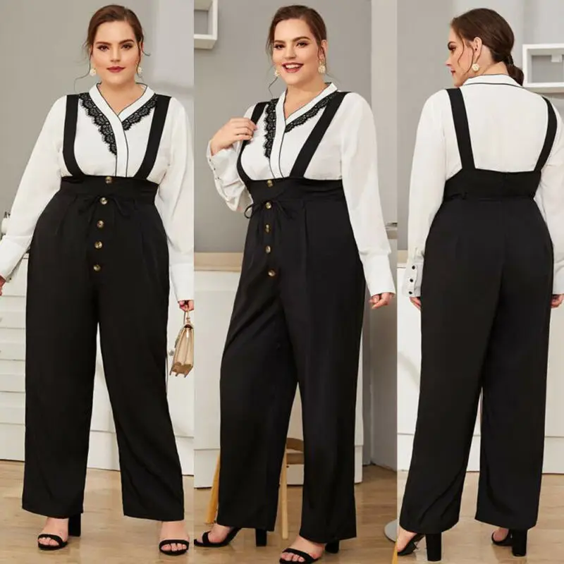 

2020 Newest Hot Women Dungarees Harem Strappy Pants Jumpsuit Baggy Trousers Overalls Female Plus Size High Waist Loose Bib Pants