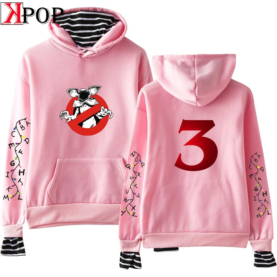 Странные вещи 3 удобные Harajuku поддельные 2 шт. толстовки Толстовка Популярные kpop
